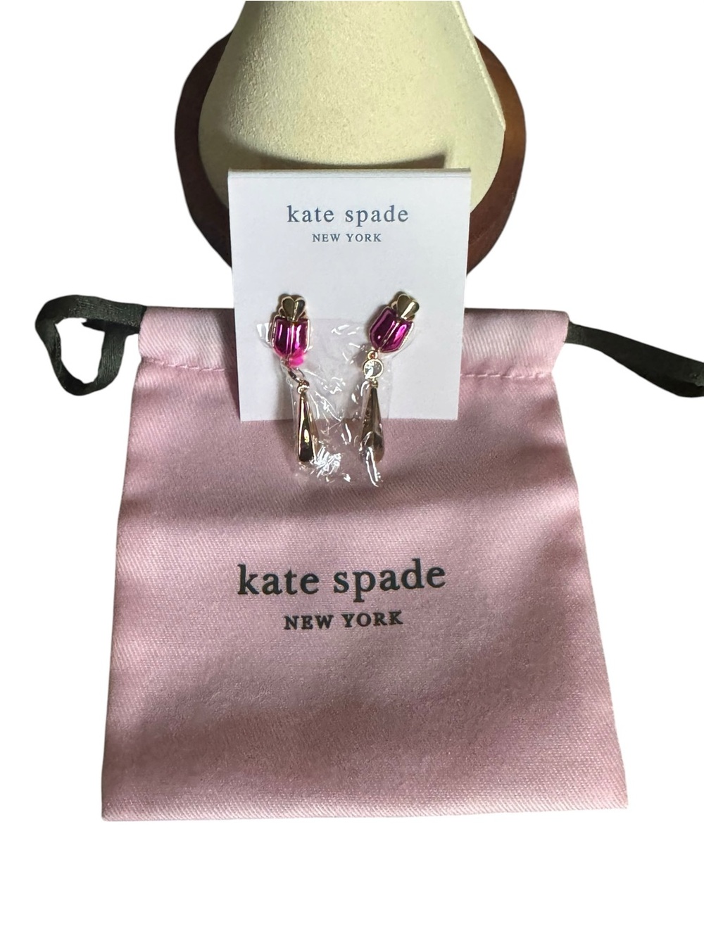 kate spade New York Pink Scarab Dangle Earrings NEW